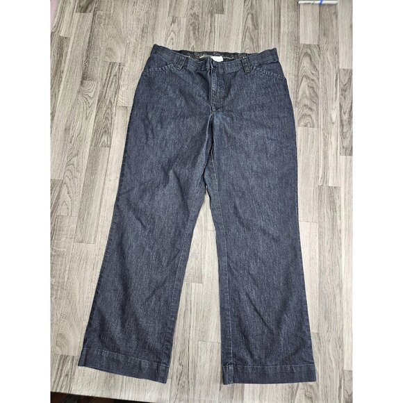 (3/$35) Lee Comfort Waistband Pants Womens 14 Short Black Denim Stretch Wide Leg - Picture 1 of 12